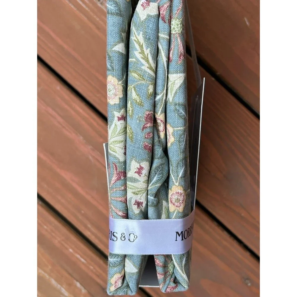 MORRIS & Co WILHELMINA Tablecloth 70 X 90 in GREEN Floral Printed 100% Cotton